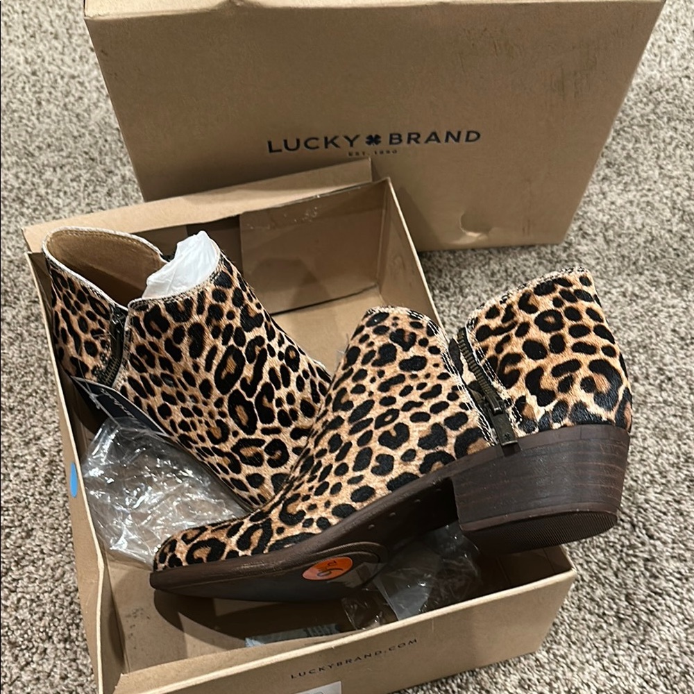 Lucky Brand Leopard Print Ankle Boots